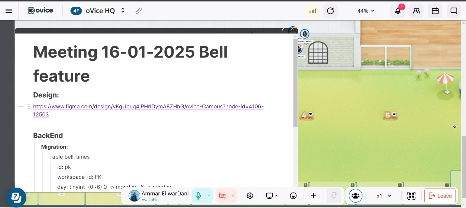 Meeting log view