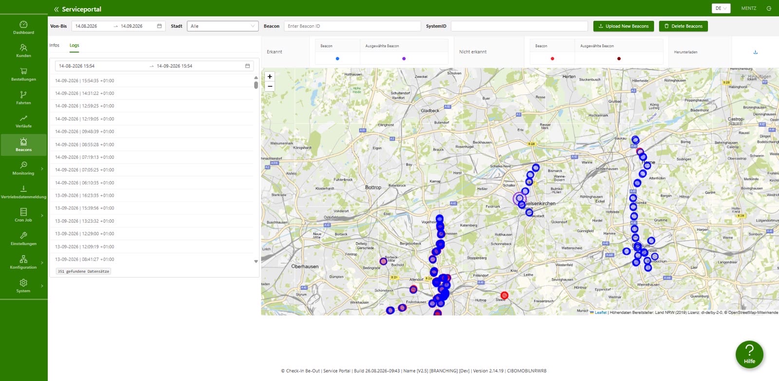 Service portal beacon interface