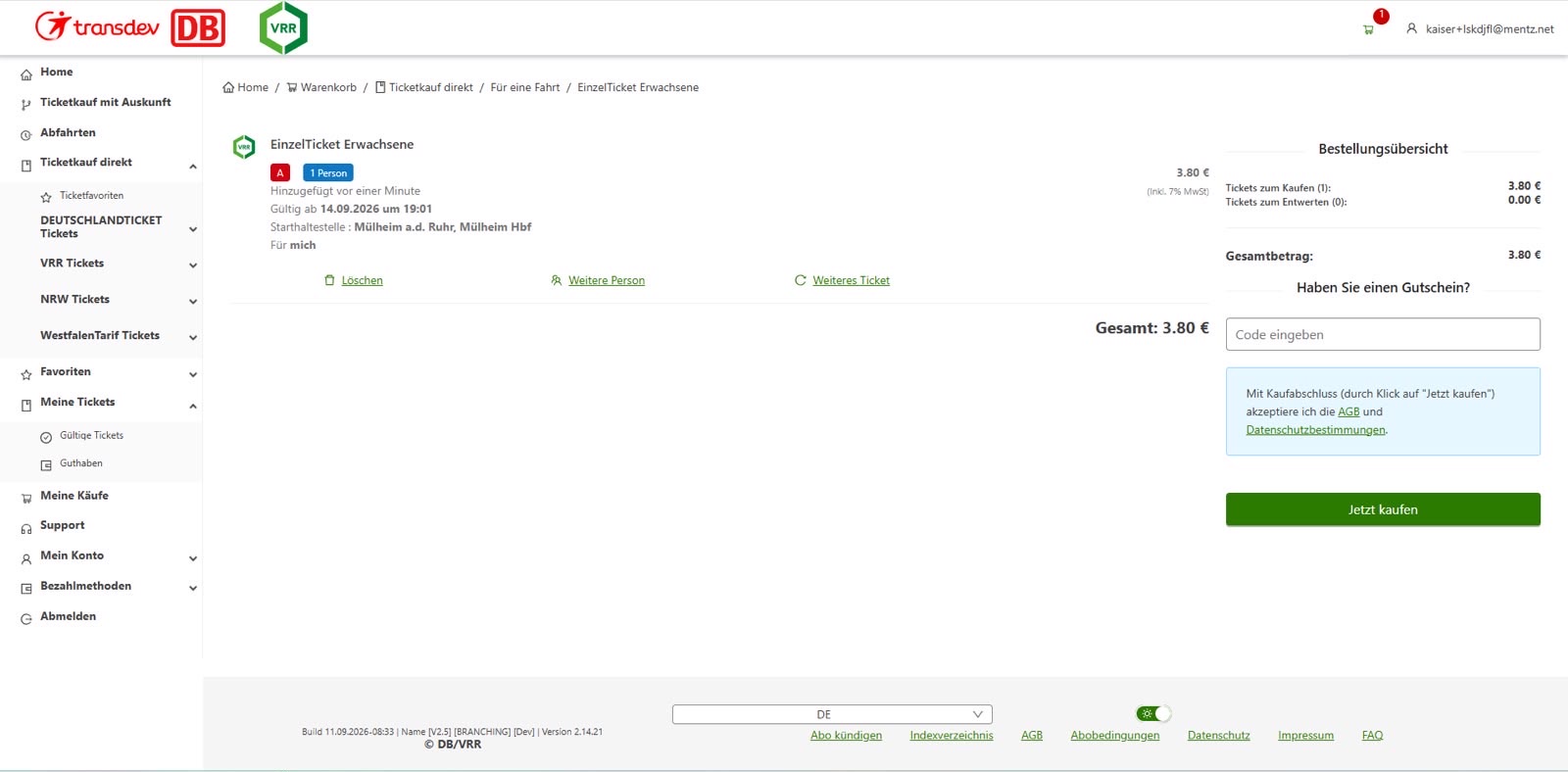VRR client cart
