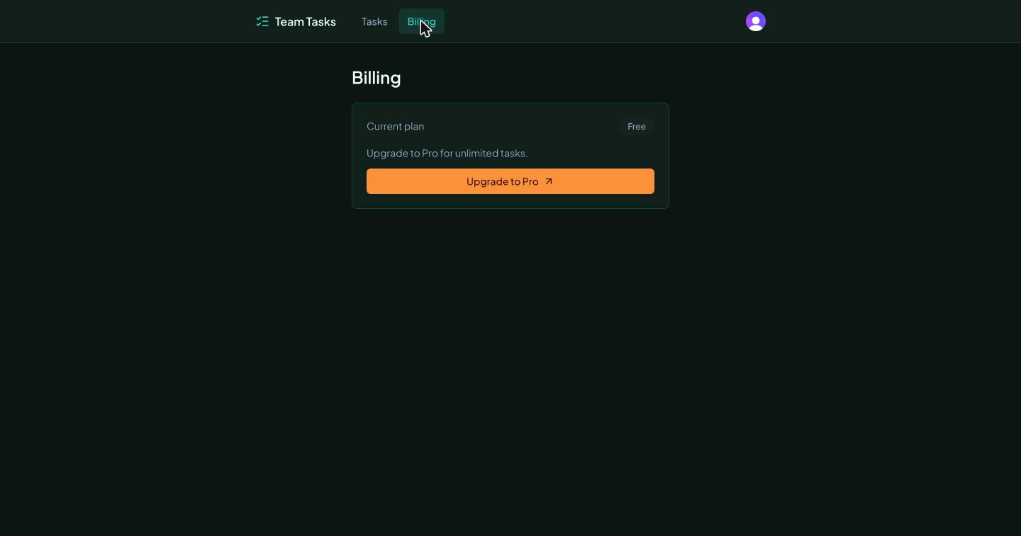 Billing page on the Free plan with the upgrade call to action